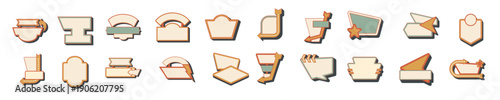 flat retro sign element set