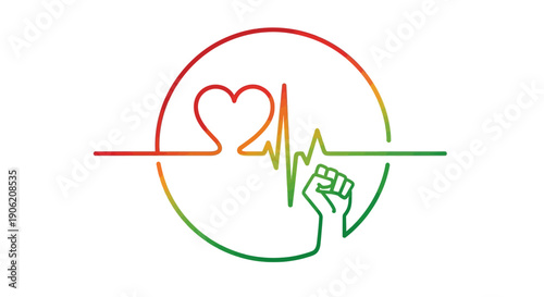 Dynamic medical and activist symbol artwork showcasing health vitality and collective strength