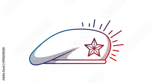 Stylized patriotic military beret with a star emblem, symbolizing honor and service in graphic