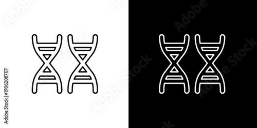 Minimalist Line Art Representation of DNA Double Helix Genetic Structure Icon for Biology, Science, and Health Related Digital Content