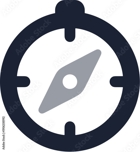 Flat Design Compass Navigation Directional Instrument Icon for Travel and Exploration