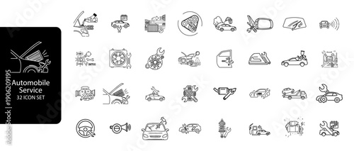 Auto Parts Icon Set for Mobile and Web Apps Spare, Engine, Automotive and Repair Service Icons