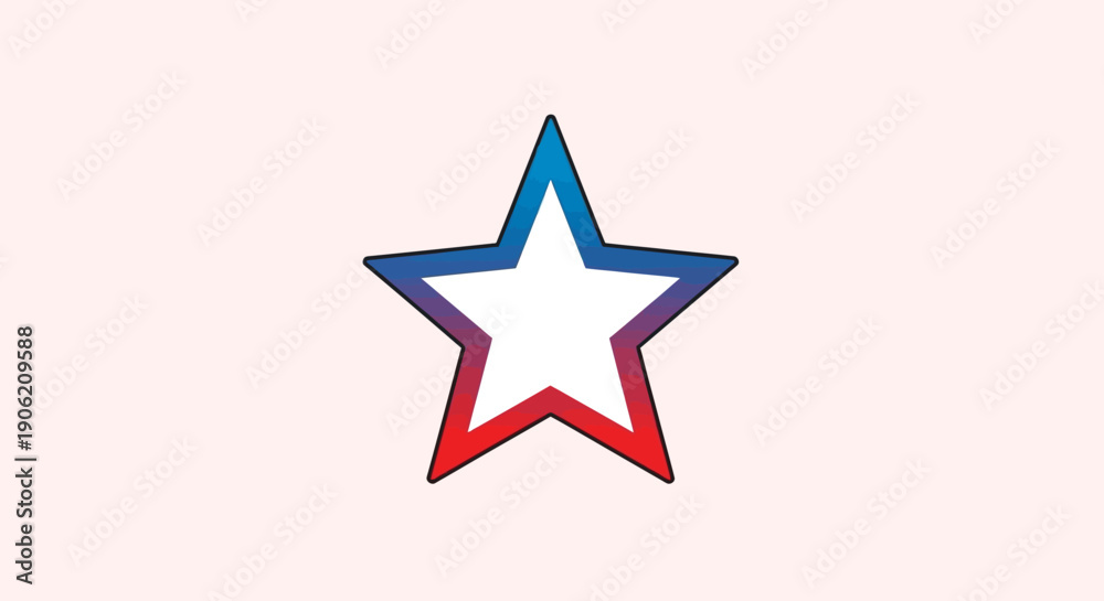 Obraz premium Modern patriotic star icon with blue and red gradient outline on a light background clean design