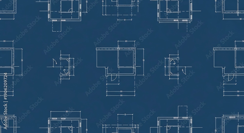 Fototapeta premium Seamless Blueprint Pattern of Architectural Floor Plans.