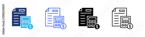 Budget Multiple Style Icon Set Vector 
