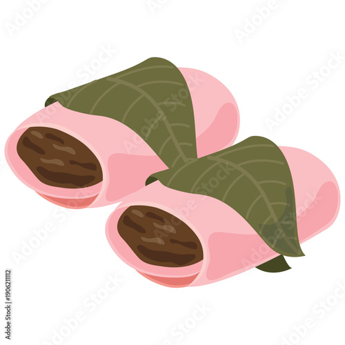 桜餅のイラスト 関東風 長命寺