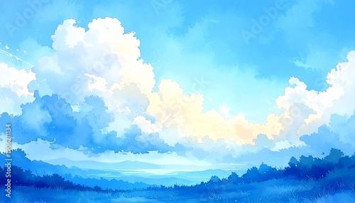 Light Blue Watercolor Sky Background