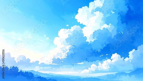 Light Blue Watercolor Sky Background