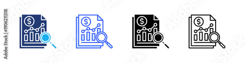 Audit Multiple Style Icon Set Vector 