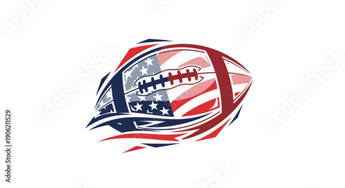 Action-Packed American Football Graphic Design, Sports Theme, Digital Illustration, Energetic Environment, Creative Viewpoint, USA Concept