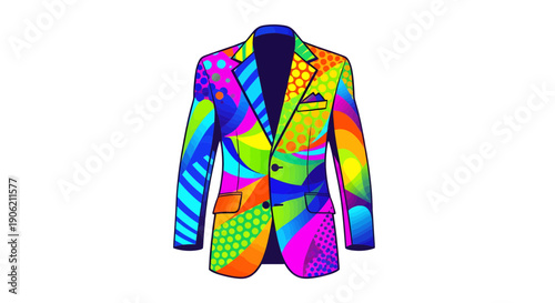 Colorful Blazer Showcase in a Fashion Event, Urban Environment, Illustration Style