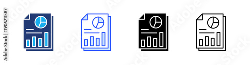Report Multiple Style Icon Set Vector 