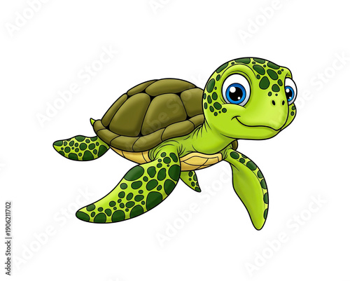 Green sea turtle swimming with a smile