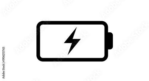 A simple illustration of a battery icon with a lightning bolt symbol inside, signifying power and energy.