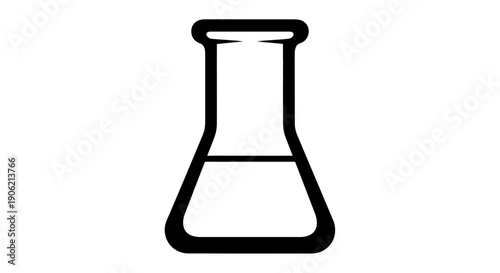 Laboratory Erlenmeyer Flask Illustration on White Background from Front View