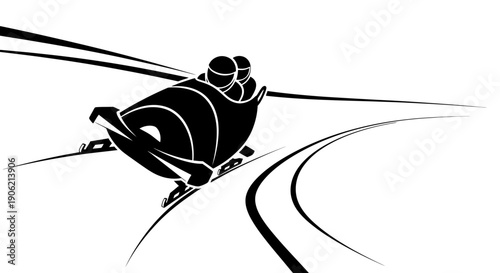 A skier navigates through a winding downhill slope with dynamic motion lines
