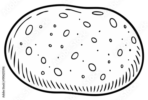 Simple Outline Drawing of a Potato with Eyes