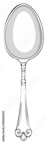 Elegant Oval Spoon Illustration: Silverware Element for Food and Dining Concepts