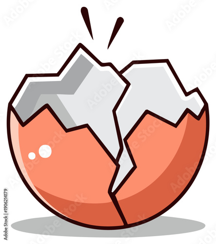 Cracked Eggshell Illustration, Broken Egg, Cracked Shell, Food Ingredient, Illustration