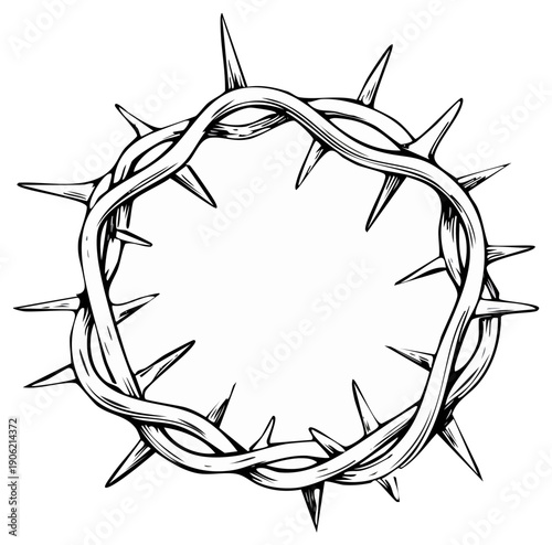 Spiky Thorn Crown Illustration Symbol of Suffering and Sacrifice