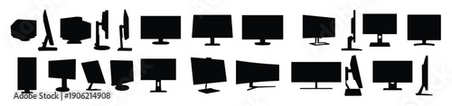 computer monitors silhouette vector illustration set
