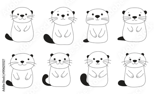 cute otter set in kids style 