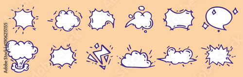 cute set of hand drawn speech bubbles vector art