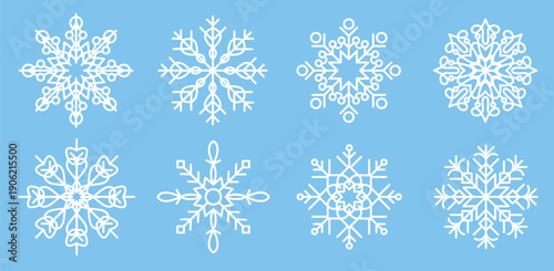 Snowflakes icon, set of snowflakes, winter symbol