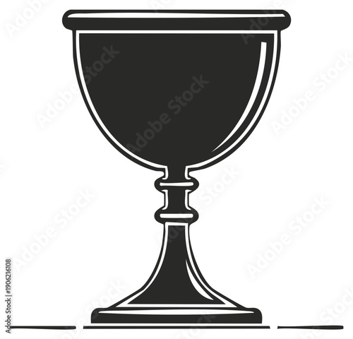 Silhouette of a chalice, elegant cup design, black and white