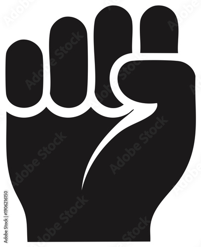 Modern graphic illustration of a raised fist signifying power and resistance