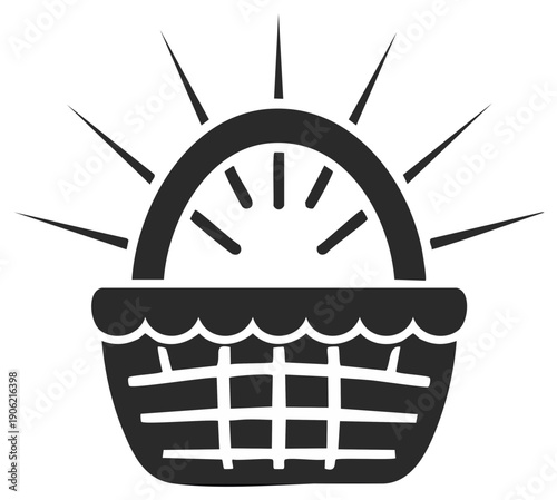 Woven Basket Icon Shining Radiantly Containing Abundance