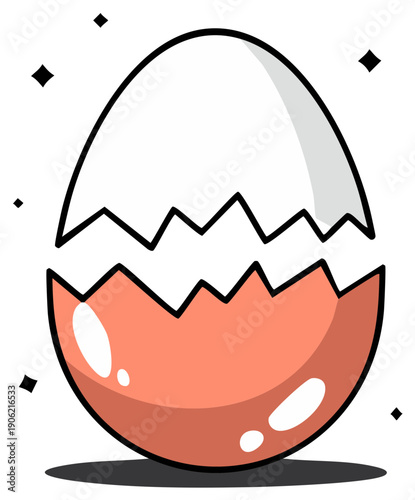 Cracked Open Egg Illustrating New Life and Beginning Concepts