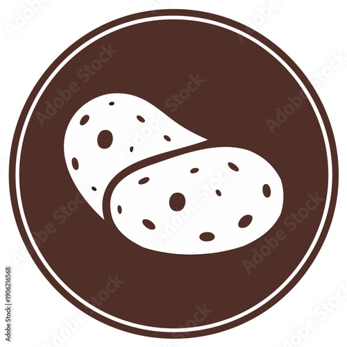 Two Potatoes Symbol on Circle Brown Sign Fresh Natural Raw Vegetables Ingredient Food