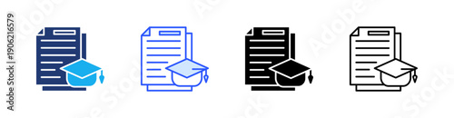 Training Document Multiple Style Icon Set Vector 