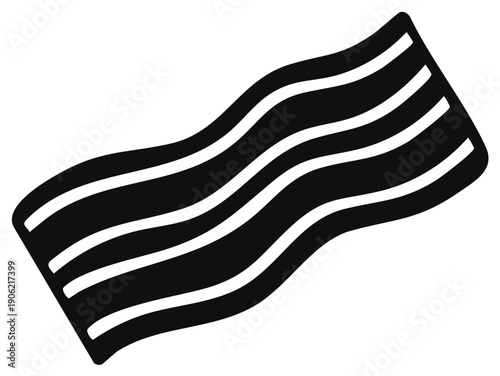 Stylized Pork Bacon Strip Graphic Illustration for Menus and Recipes