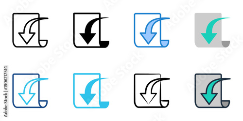 Import File icons set multiple style collection. Editable stroke 
