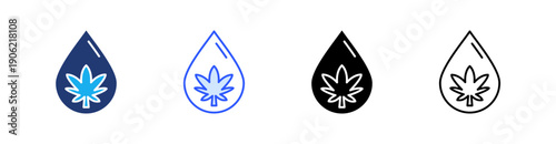 Cannabis Oil Multiple Style Icon Set Vector 