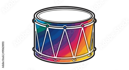 Vibrant Rainbow Drum Illustration for Musical Creativity and Celebration, a joyful art piece