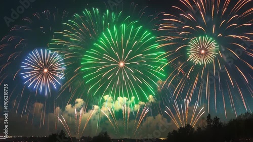 Brilliant fireworks in the night sky