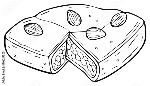 Delicious almond cake with a slice cut revealing rich texture and whole nuts