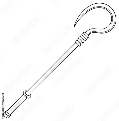 Ancient Scepter of Authority Line Art Graphic Illustration for Fantasy Egypt Concept