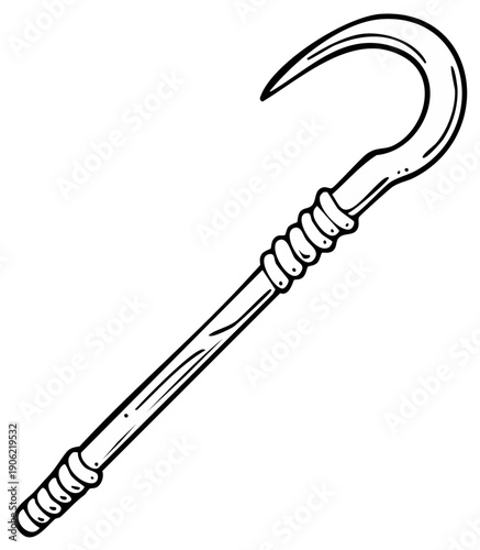 Egyptian crook symbol illustration, hand drawn graphic design