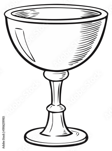 Elegant Goblet Beverage Container with Stem and Foot Simple Line Art