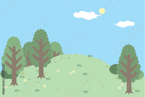 草花が生い茂る丘の風景