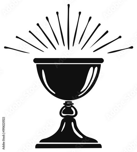Sacred chalice radiating light symbol of religious sacrament and divine grace