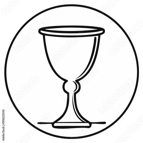 Outline illustration of a chalice inside a circle