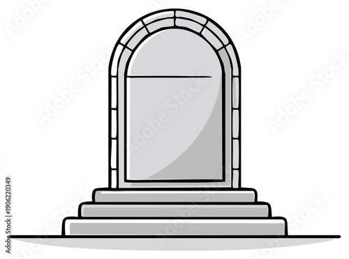 Ancient Stone Archway Monument with Steps in a Minimalist Style