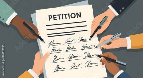 Paper document with signatures for a collective request