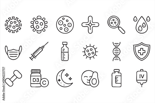Immunology and prevention vector symbols collection