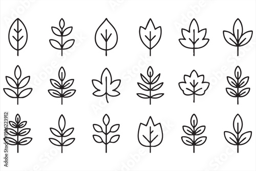 Minimal leaf pictograms for climate and ecology themes